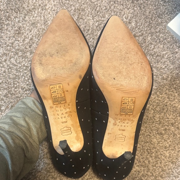 Black Polka Dot Women's Pumps Olivia Black White House Black Market Heel - Picture 3 of 3